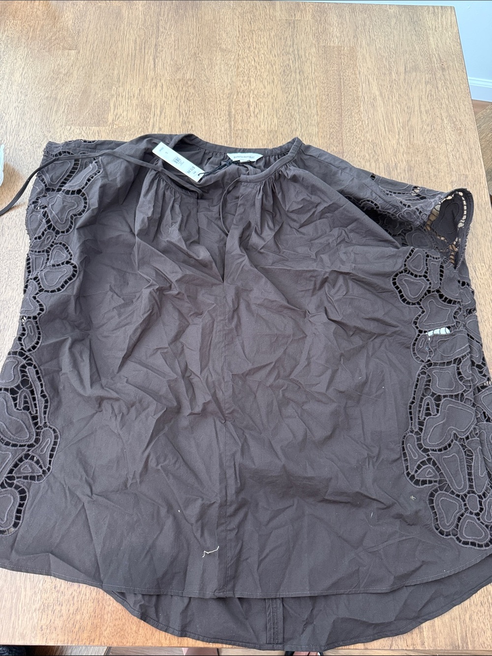 Women’s Dark Brown Eyelet-Trim Top